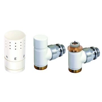Corpotherma Zubehör Anschlussarmaturen Design-Thermostatventilset Eckform - weiß