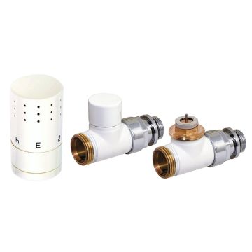 Corpotherma Anschlussarmaturen Design-Thermostatventilset Durchgangsform - weiß