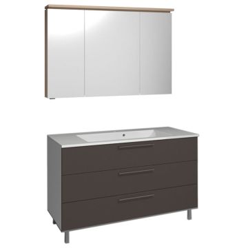 Puris Quada Badmöbel Set 2-4 -122 cm, Spiegelschrank mit Gesimsboden