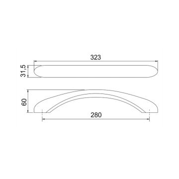 Riho Zubehör Handgriff silbergrau für diverse Riho Badewannen Skizze
