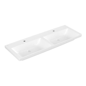 Villeroy und Boch Subway 3.0 Doppelwaschtisch 130 cm, 2 Hahnlöcher,ohne Überlauf