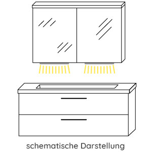 Waschplatz-Beleuchtung: 2x LED, 12V, 1,4 Watt, Breite: 35 cm