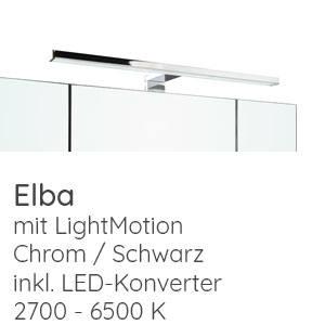 Aufsatzleuchte Spiegelschrank: ELBA, Chrom, 1 Haltearm, 7 W, 648 LM, Breite 50 cm