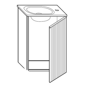 Ausführung Waschtisch mit Unterschrank: Beckenmulde links - Türanschlag rechts