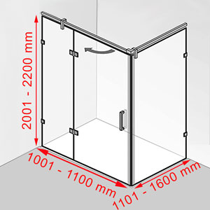 Breite / Tiefe / Höhe: 1001 - 1100 mm / 1101 - 1600 mm / 2001 - 2200 mm
