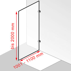 Breite / Höhe: 1001 - 1100 mm / bis 2000 mm