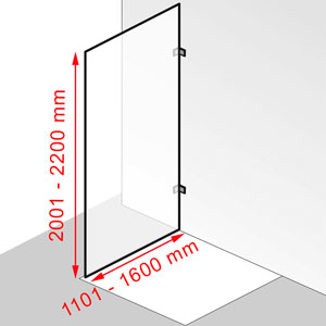 Breite / Höhe: 1101 - 1600 mm / 2001 - 2200 mm