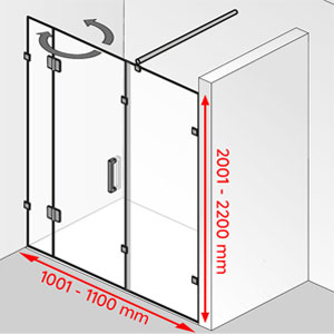 Breite / Höhe: 1001 - 1100 mm / 2001 - 2200 mm