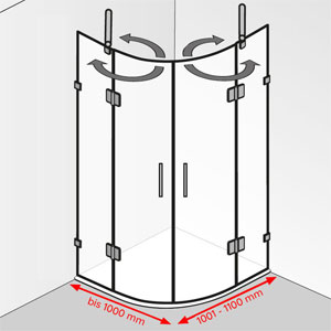 Breite / Tiefe: bis 1000 mm / 1001 - 1100 mm