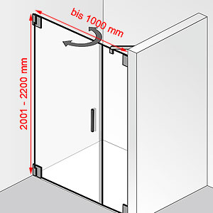 Breite / Höhe: bis 1000 mm / 2001 - 2200 mm