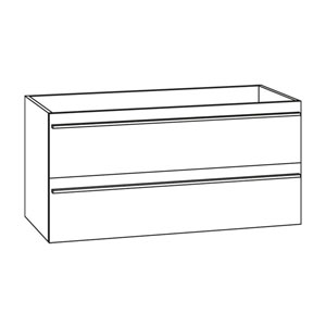 Waschtischunterschrank: 2 Auszüge, Siphonausschnitt rechts
