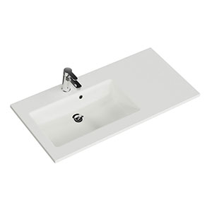 Waschtisch-Typ: Solid Surface WT - 107 cm, Weiß Matt, integrierter Überlauf