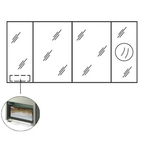 Ausführung Spiegelschrank: Platz für Kosmetik-Tuchbox links, Lupenspiegel rechts