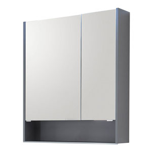 Türanschlag Spiegelschrank: Große Tür links, kleine Tür rechts