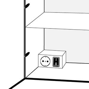 Spiegel-Beleuchtung: Schalter am Steckdosenelement