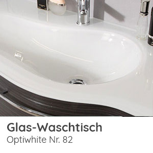Waschtisch-Typ / -Farbe: Glaswaschtisch Optiwhite 1412 mm Breite - Ablage links