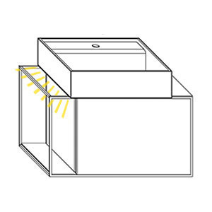 Ausführung Waschtisch mit Unterschrank: Becken links, mit Waschtisch-Beleuchtung 0,7 Watt