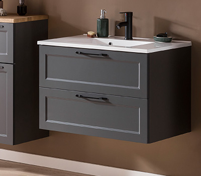 Held Möbel Lugo Landhaus Grau/Grafitgrau Waschtisch mit Unterschrank